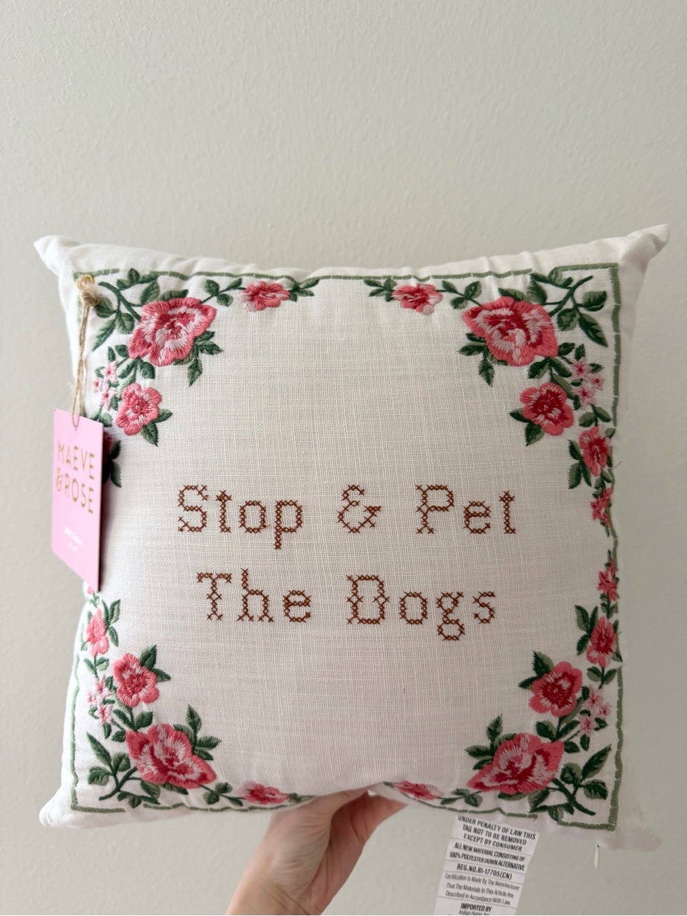 Stop & Pet The Dogs pillow NWT Maeve & Rose